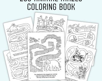 Zoo Animal Mazes Coloring Book: Fun Activity Puzzles (Printable)