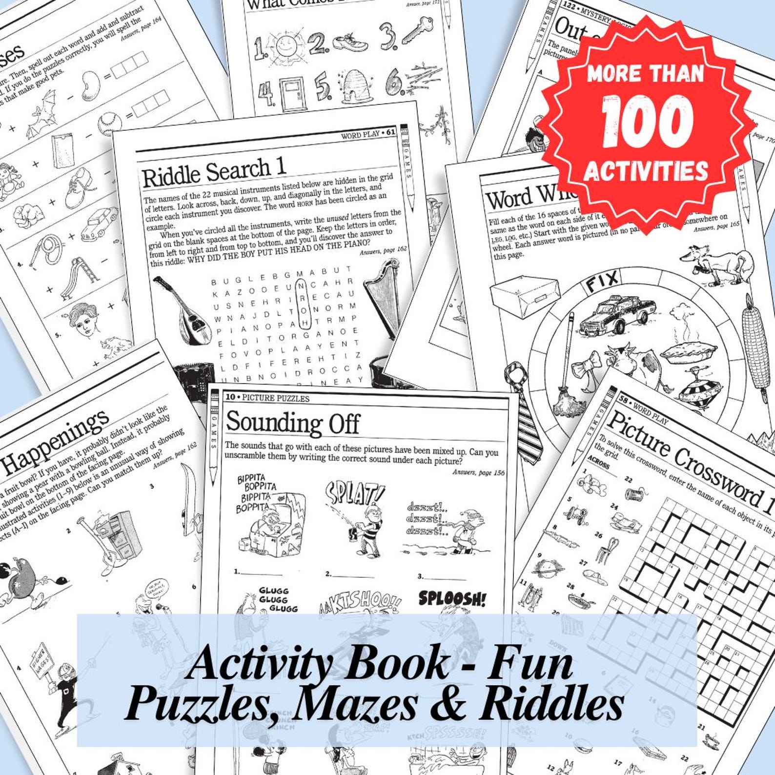 Maze Riddle Puzzle Activity Book – Fun Puzzles, Mazes & Riddles 100+ Brain Games for ...