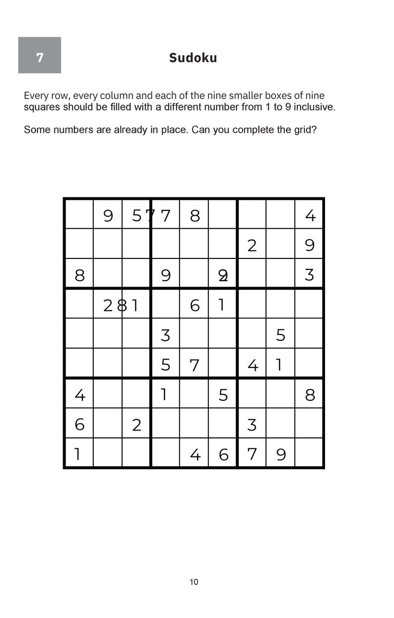May include: A Sudoku puzzle grid with some numbers filled in, ready to be solved. The text "Sudoku" is at the top, with instructions below. The grid is on a white background.