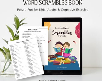 Word Scrambles Book: hersenoefening voor volwassenen en kinderen (4 pagina's)