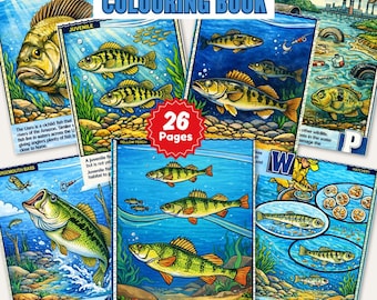 Thema Fische Alphabet Malbuch (druckbare Arbeitsblätter für Kinder)