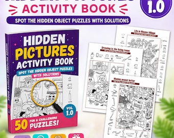 Hidden Pictures Activity Book  Spot the hidden Object Puzzles with Solutions Vol 1.0