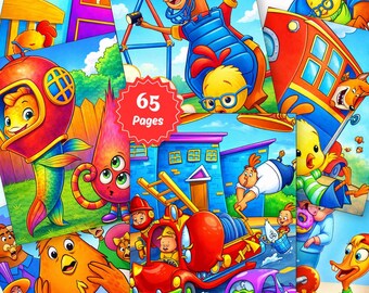 Chicken Coloring Book, Farm Adventure Pages for Kids (Digital Download)