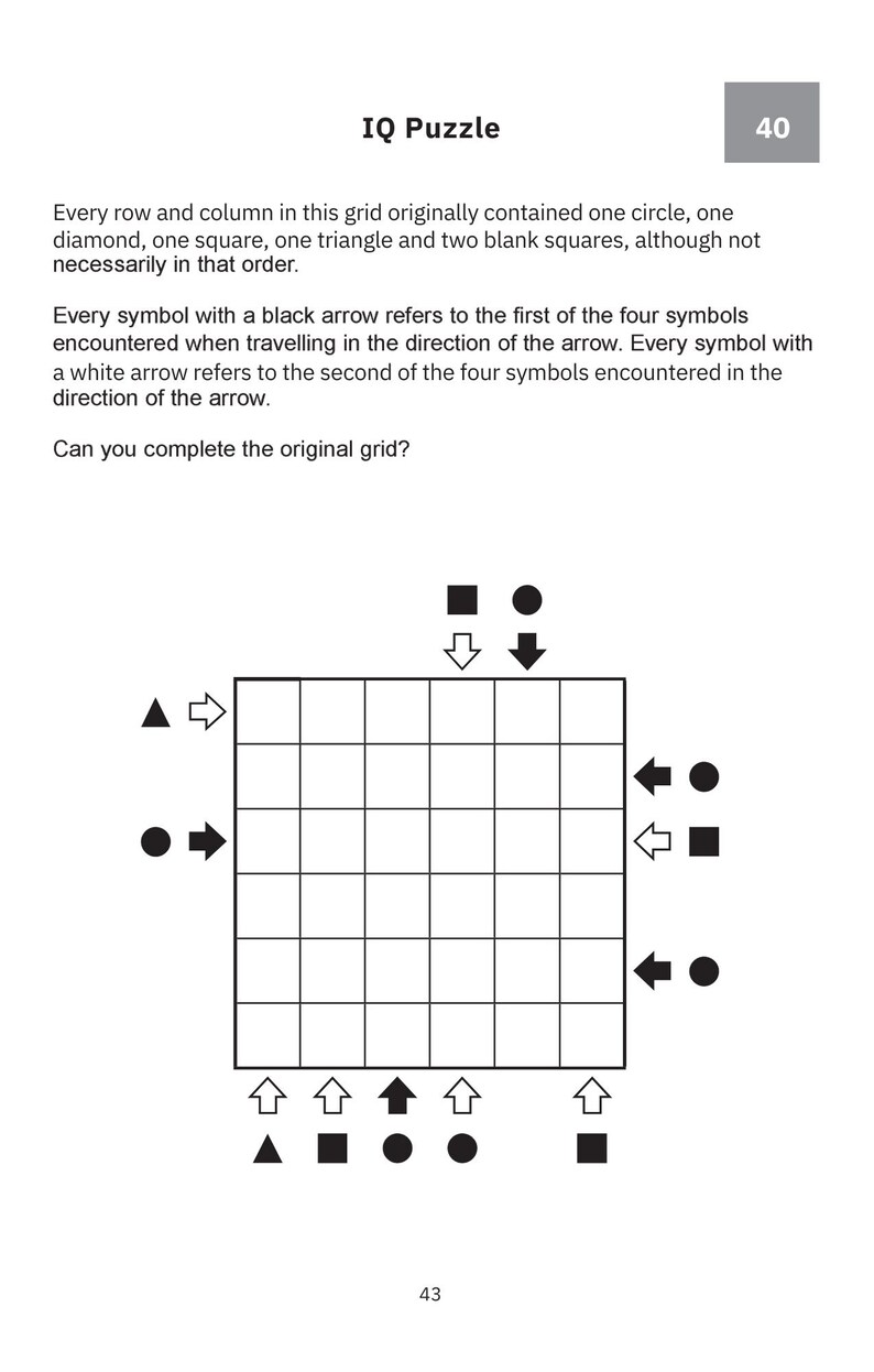 May include: A black and white IQ puzzle with a grid, arrows, and various shapes. The text "IQ Puzzle" is at the top, and instructions are provided. The number 40 is in the top right corner.