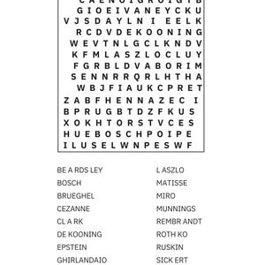 May include: A page from a word search puzzle book. The title "Wordsearch" is at the top, with a grid of letters and a list of words below. The page number is 23.