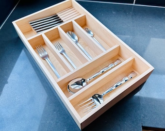 Custom Maple Kitchen Drawer Organizer - Utensil Drawer Organizer for Silverware Drawer Insert for Flatware Organizer for Drawer Utensils