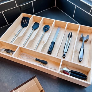 Custom Drawer Insert Made from Solid Maple - For Kitchen, Cooking Utensils, or Flatware. Fully Custom Design