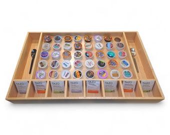 Organizador de cajones K Cup para Nespresso Organizador Vertuo original para cápsulas Nespresso y bolsitas de té Caja organizadora para almacenamiento de bolsitas de té para utensilios