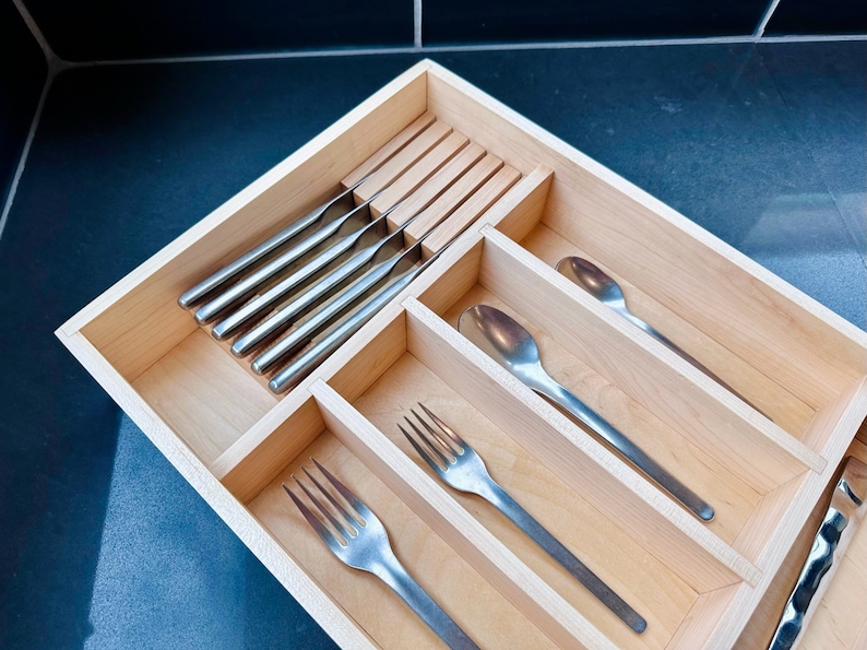 Custom Kitchen Drawer Organizer Maple Utensil Drawer Organizer Etsy