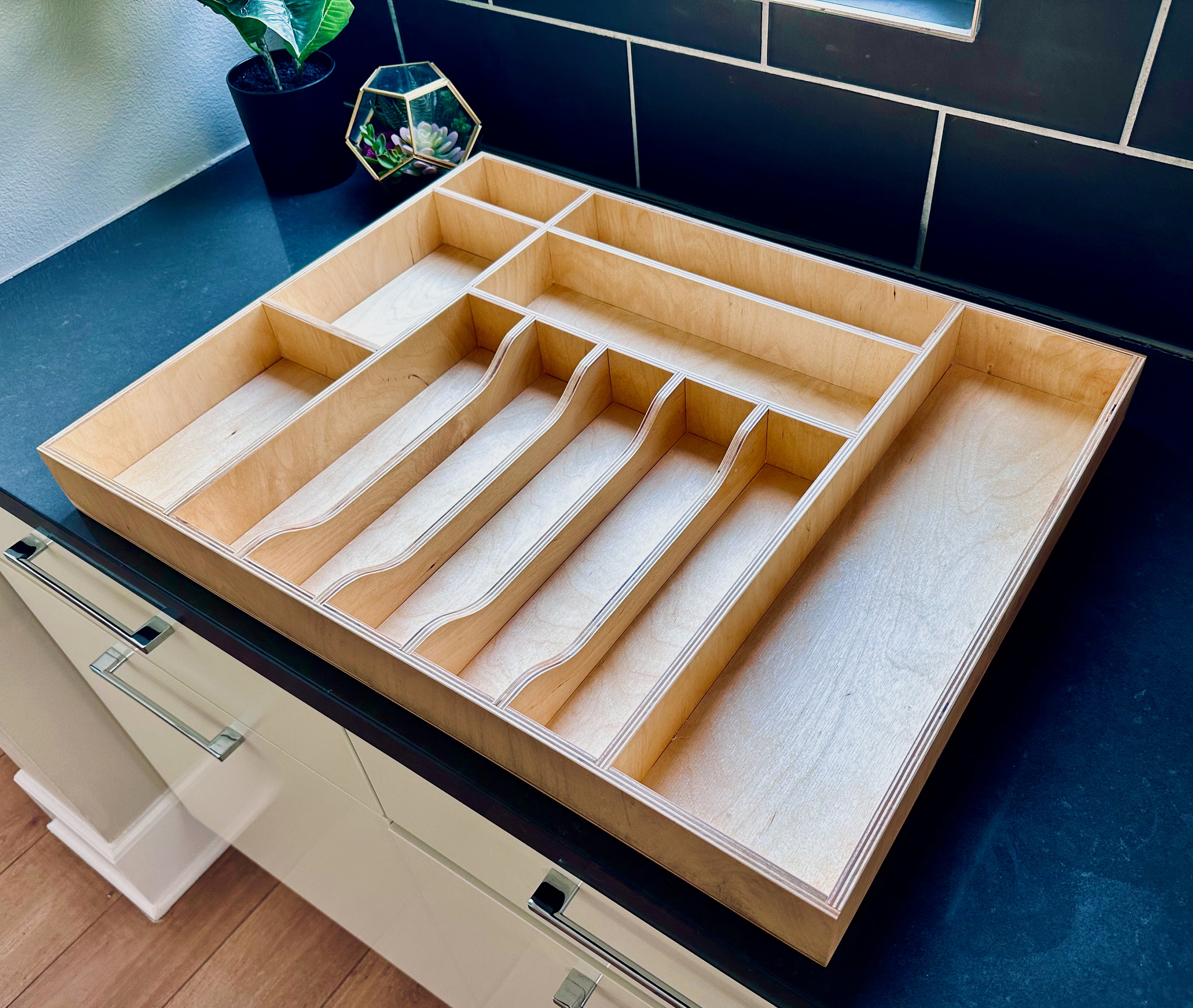 Edelstahl Schubladen-Organizer – Modernes Utensilien-Tablett In Grau/Silber | Für Küche, Büro & Mehr