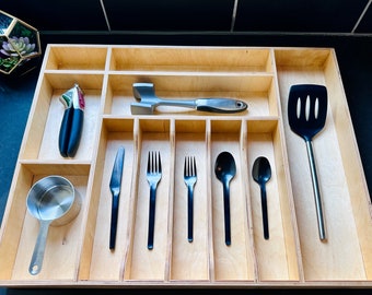 Organizador de cajones de cocina personalizado para utensilios - Organizador para cubiertos - Inserto de cajón para cubiertos - Organizador para cajones