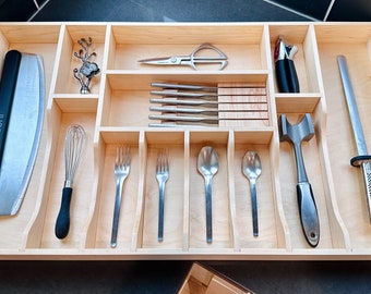 Custom Kitchen Drawer Organizer Made from Solid Maple