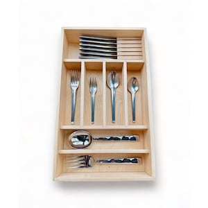 Custom Kitchen Drawer Organizer for Utensils, Silverware, Baking, Knife Organizer, Mothers Day Gift, Solid Maple
