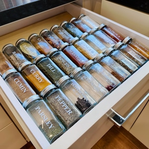 Custom Spice Drawer Insert Made From Solid Maple, Walnut, or White Oak - Spice Jar Organizer, Spice Rack, Spice Drawer Organizer for Spices