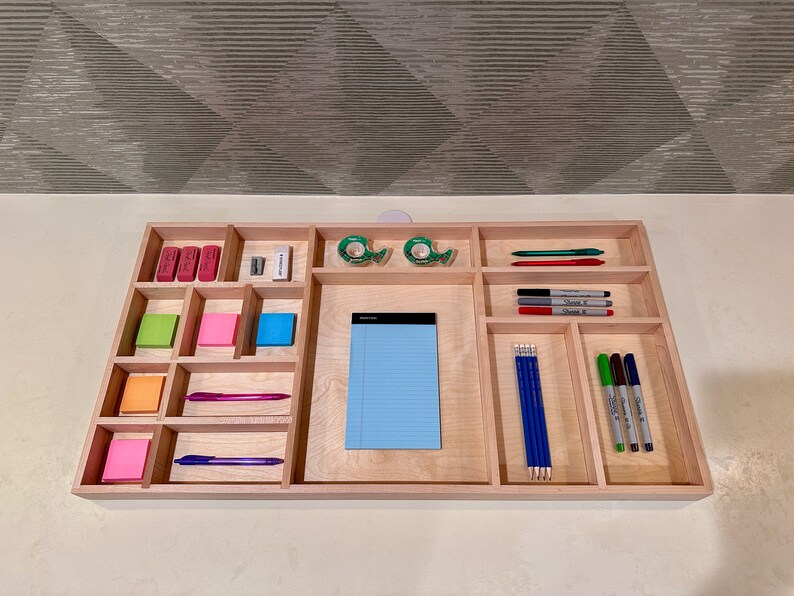 Desk Drawer Organizer Made From Maple or Walnut or White Oak - Custom ...