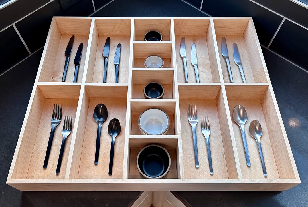 Maple Kitchen Drawer Organizer Custom Fit to Your Drawer With Fully Customizable Layout Etsy