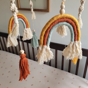 Baby Mobile boho Rainbow, Nursery Mobile, Baby soother, Wood Bead Mobile, Crib Mobile, Custom Made Mobile, Macrame Mobile, Baby Shower.
