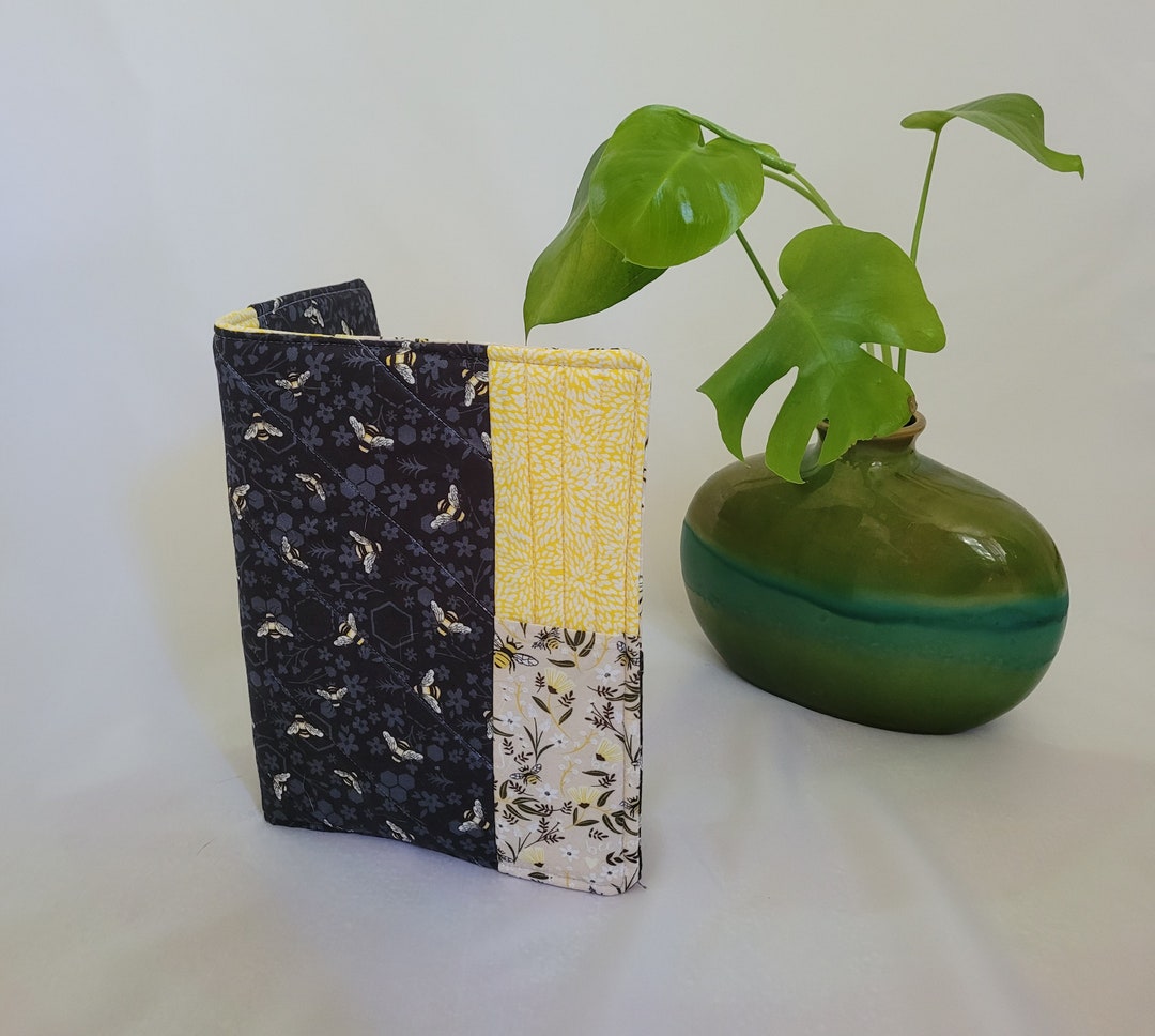 Quilted Notebook Cover Bee Theme, Cloth Notebook Cover Handmade