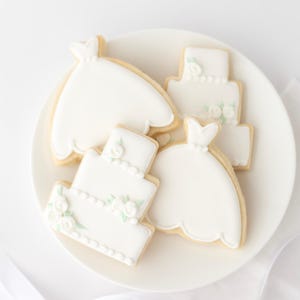 Wedding Dress & Cake Sugar Cookies - Gourmet Hand-Decorated Gift Set (dozen)