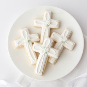 Baptism Cross Sugar Cookies - Gourmet Hand-decorated Gift Set (dozen)