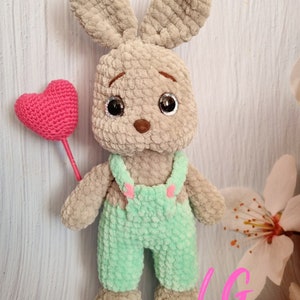 Amigurumi crochet Bunny with heart pattern PDF english pattern plush toy tutorial