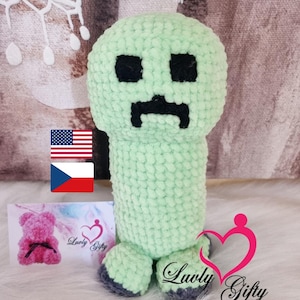 Molde em PDF para brinquedo de pelúcia Creeper de crochê - Inspirado em Minecraft (inglês e tcheco)