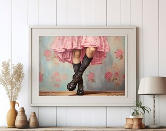 Girly Cowgirl Boot Print | Vintage Western Art (Digital Download)