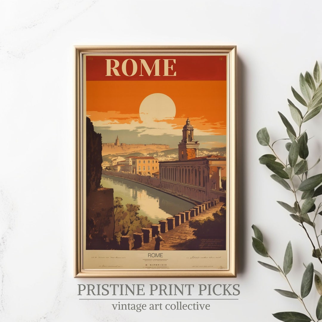Vintage Rome Cityscape Poster: Landmark Art Print - Etsy