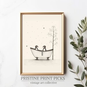 Adorable penguins in Tub Printable Wall Art | penguin Photo | penguin Art | Bathroom Art Print | Digital Download