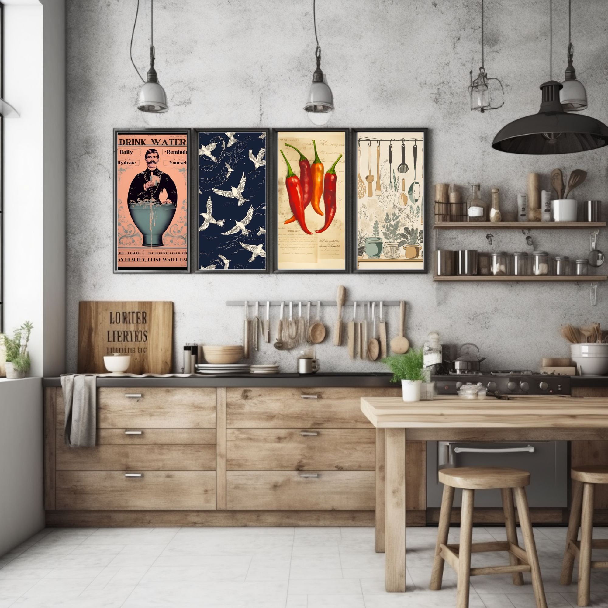 Vintage Kitchen Printable Wall Art Set | Vintage Kitchen Decor ...