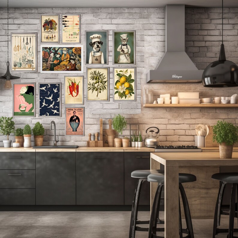 Vintage Kitchen Gallery Wall Art Set Vintage Kitchen Decor - Etsy
