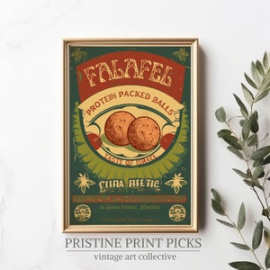 Falafel Poster, Food Print, Modern Kitchen Decor, Illustration, Chinese, Food, Chef Print, Bar Art, Exhibition Poster, Retro Wall Art