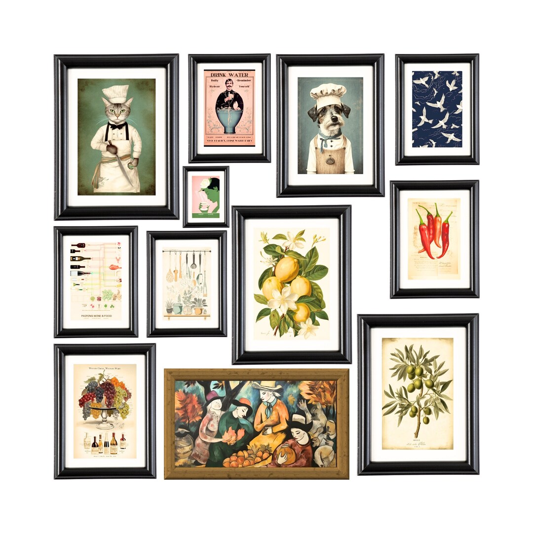 Vintage Kitchen Gallery Wall Art Set Vintage Kitchen Decor Etsy