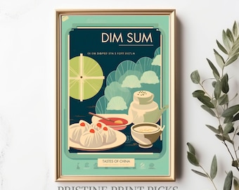 Dim Sum Poster: Retro Chinese Food Art Print (Digital Download)