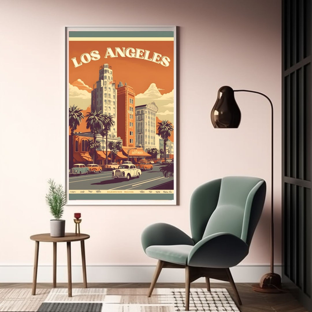 Vintage Los Angeles Poster Captivating Los Angeles Etsy