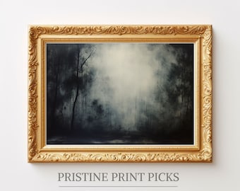 Moody Landscape Oil Painting: Dark Cottagecore Vintage Art (Digital Print)