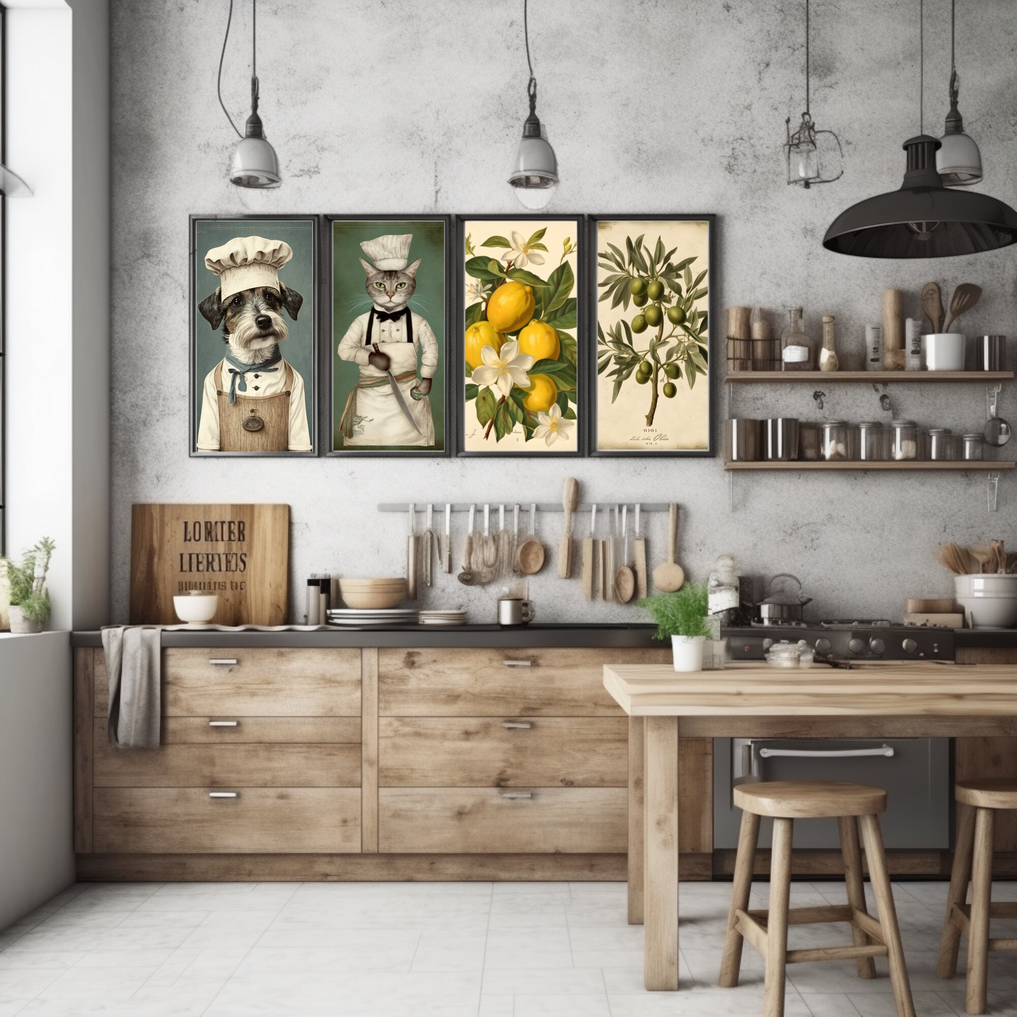 Vintage Kitchen Printable Wall Art Set | Vintage Kitchen Decor ...