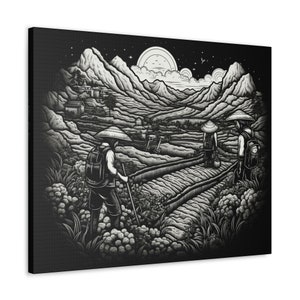 Rice Terrace Canvas, Farmers on Terrace, Farming on Terrace, Rice Terraces, Rice fields, Patty Fields, Rice Farmers, Rice Farming