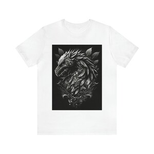 Dragon sketch t-shirt, black and white dragon, dragon design shirt