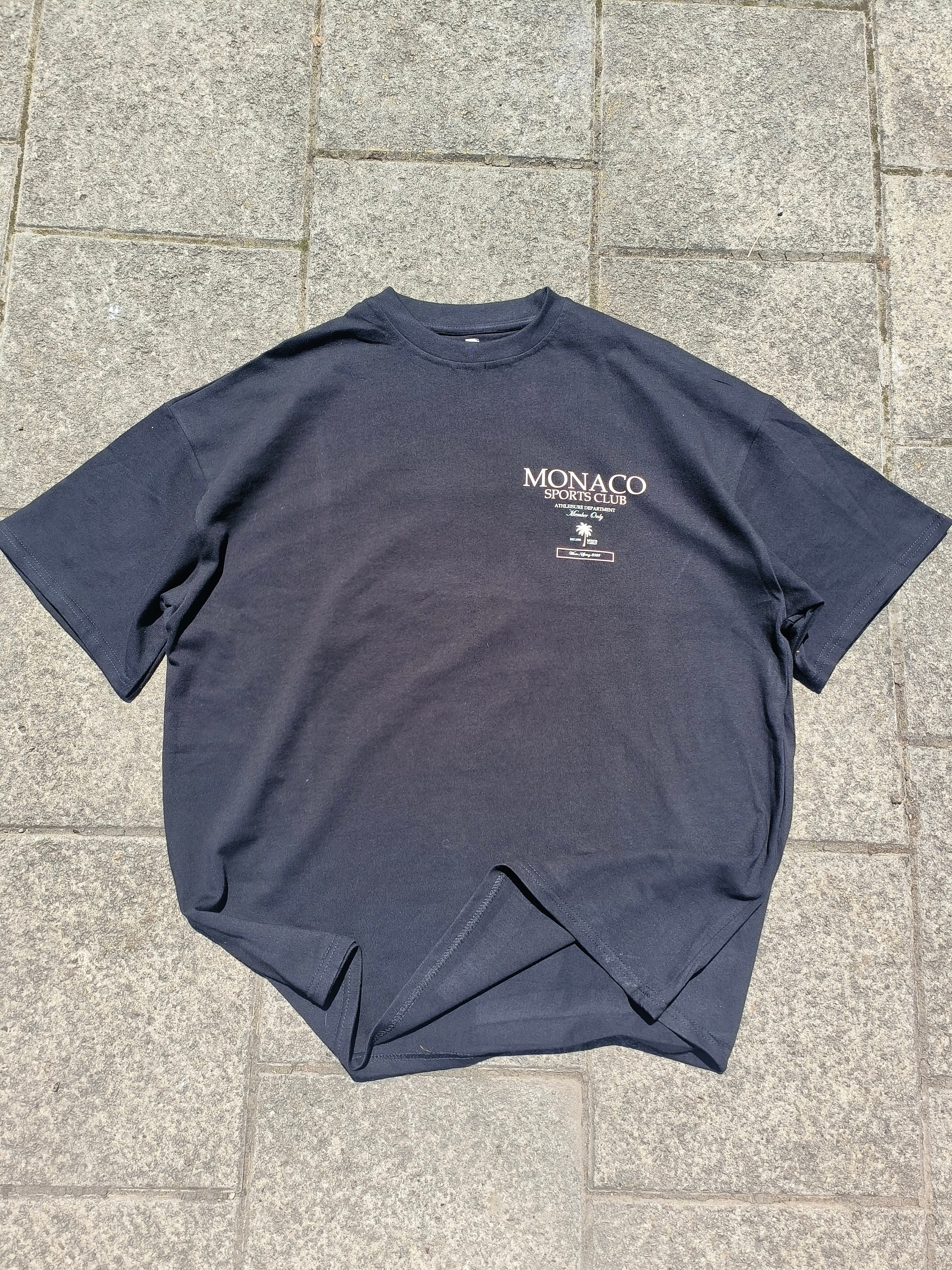 Monaco Oversized Drop Shoulder Heavyweight T-shirt in Black