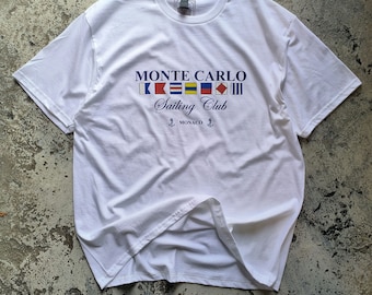 Monte Carlo Segelgrafik T-Shirt in Weiß. Alle Größen verfügbar.