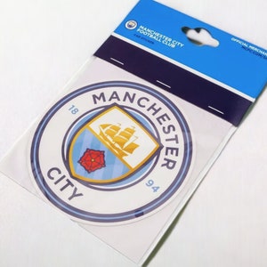 Manchester City Sticker Laptop Car Window Tech Stickers Adhesive Man ManCity Badge Crest Vinyl Gift Birthday Present Soccer Football FC Fan