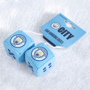 Manchester City Car Mirror Dice Window Hanging Accessory Gift Man Hanger Plush Swinging FC Badge Fan Room Birthday Soccer Football Present