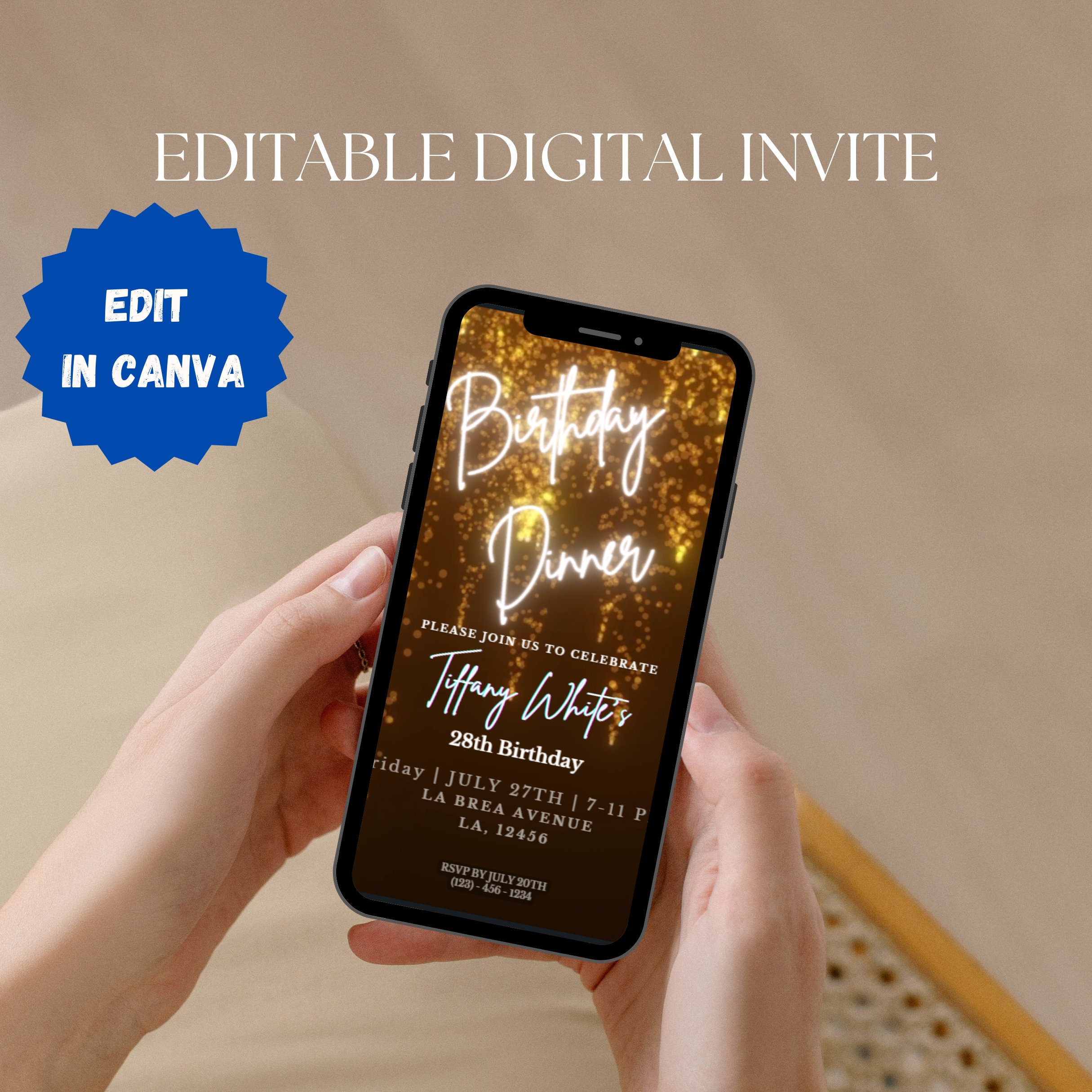 INSTANT DOWNLOAD EDITABLE Birthday Party Digital Invite E-invites ...