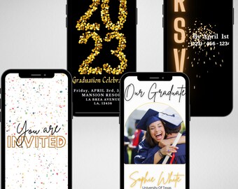 INSTANT DOWNLOAD Editable Digital GRADUATION Party Invite E-invites Mobile Invited Party Invitations Template - Graduation Gold