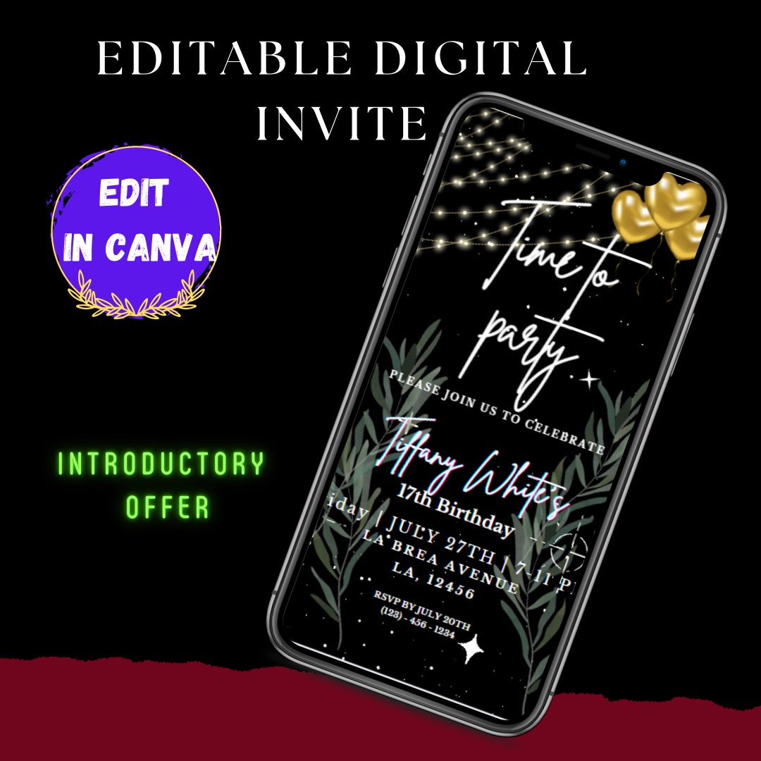 INSTANT DOWNLOAD EDITABLE Digital Party Invite Einvites Etsy
