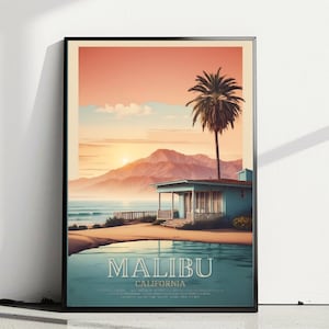 Impression voyage Malibu en Californie, Californie, impression Malibu, affiche Malibu, impression Californie, affiche Californie