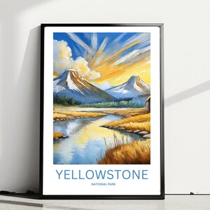 Yellowstone National Park Travel Print Wall Art Yellowstone National Park Wall Hanging Home Decor Art Gift Poster