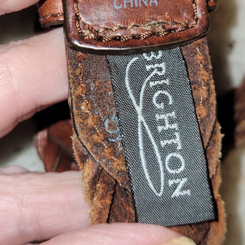 Vintage BRIGHTON Womens Belt Size 32 Leather Silver Animal Braided Weave Novelty image 9
