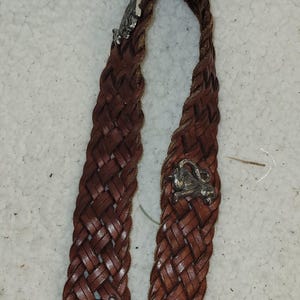 Vintage BRIGHTON Womens Belt Size 32 Leather Silver Animal Braided Weave Novelty image 13